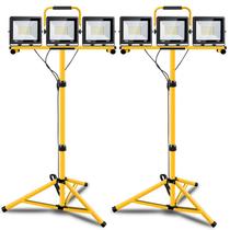 Luzes de trabalho GUWELL 22000 lm com 3 cabeças, à prova dágua, com tripé, kit com 2 unidades Luzes de trabalho GUWELL 22000 lm com 3 cabeças, à prova dágua, com tripé, kit com 2 unidades