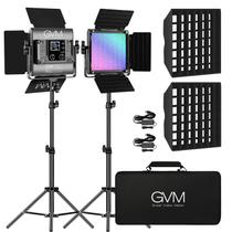 Luzes de vídeo GVM 850D RGB LED com 2 Softboxes Stand 40W