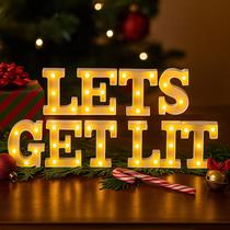 Luzes decorativas para letras Honoson Let's Get Lit” 16 cm em amarelo quente