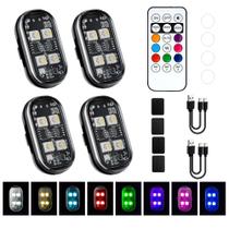 Luzes estroboscópicas LED sem fio Mcbazel, 4 unidades, 8 cores, USB, à prova d'água Luzes estroboscópicas LED sem fio Mcbazel, 4 unidades, 8 cores, USB, à prova d'água