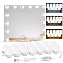 Luzes LED de espelho de maquilhagem HELOIE de 22,6 pés com 14 lâmpadas reguláveis Luzes LED de espelho de maquilhagem HELOIE de 22,6 pés com 14 lâmpadas reguláveis