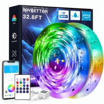 Luzes LED impermeáveis DAYBETTER IP65, luzes LED WiFi inteligentes funcionam com Alexa e Google Assistant, luzes que mudam de cor com controle de APP, adequadas para quarto, banheiro, decoração de casa, ao ar livre, 32,8 pés Luzes LED impermeáveis DAYBETTER IP65, luzes LED WiFi inteligentes funcionam com Alexa e Google Assistant, luzes que mudam de cor com controle de APP, adequadas para quarto, banheiro, decoração de casa, ao ar livre, 32,8 pés