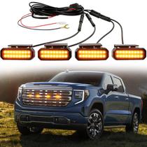 Luzes LED para grade do carro DREAMOTOR, 4 unidades, âmbar, de encaixe Luzes LED para grade do carro DREAMOTOR, 4 unidades, âmbar, de encaixe