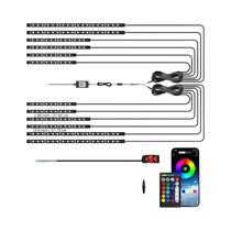 Luzes LED RGB Para Motocicleta, Luzes De Ambiente De 8 a 12 Peças, Controle Remoto Multi-Cores 12V