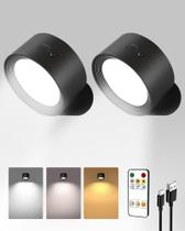 Luzes montadas na parede AMETHEUS LED 3 Color Temps, pacote com 2 unidades, pretas