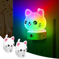 Luzes noturnas DoresShop Cat Design, pacote com 2 LED RGB de 8 cores