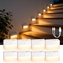 Luzes para escadas Guankai, kit com 8 unidades, recarregáveis, com sensor de movimento Luzes para escadas Guankai, kit com 8 unidades, recarregáveis, com sensor de movimento