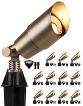 Luzes para Paisagismo PARTPHONER 12V em Latão Impermeáveis, Kit com 12