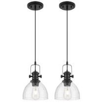 Luzes pendentes Audickic Kitchen Island 7,5 cm pretas, pacote com 2