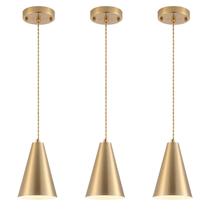 Luzes pendentes Dijiahua Gold com cone de latão escovado, pacote com 3 Luzes pendentes Dijiahua Gold com cone de latão escovado, pacote com 3