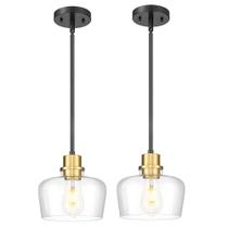 Luzes pendentes Emak Black Gold, vidro transparente de 20 cm (pacote com 2) Luzes pendentes Emak Black Gold, vidro transparente de 20 cm (pacote com 2)