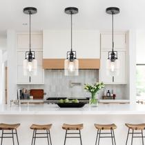 Luzes pendentes Hansang para Kitchen Island Black 120 cm, pacote com 3 Luzes pendentes Hansang para Kitchen Island Black 120 cm, pacote com 3