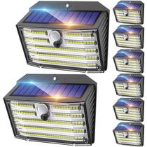 Luzes solares CLAONER, pacote com 8, 126 LED, sem fio, IP65, à prova d'água