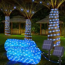Luzes solares de corda Jnaurb 40m 400LED impermeáveis 8 modos azuis Luzes solares de corda Jnaurb 40m 400LED impermeáveis 8 modos azuis