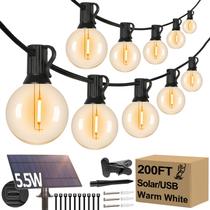 Luzes solares de corda Lakumu 200FT 104 LED 2700K à prova d'água Luzes solares de corda Lakumu 200FT 104 LED 2700K à prova d'água