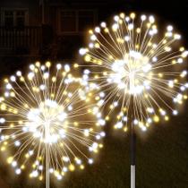 Luzes solares de fogo de artifício JJGoo, pacote com 2, 120 LEDs, IP65, à prova d'água