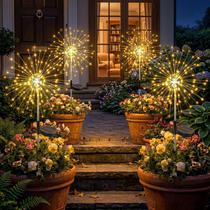Luzes solares de fogos de artifício Fairdeer 120LED 8 modos, pacote com 4 unidades ao ar livre Luzes solares de fogos de artifício Fairdeer 120LED 8 modos, pacote com 4 unidades ao ar livre