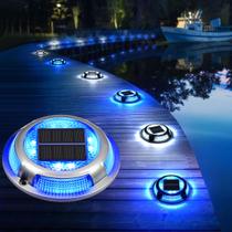 Luzes solares de garagem SOLPEX, pacote com 12, azul e branco frio, IP68