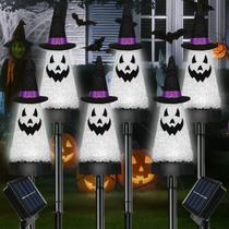 Luzes solares de Halloween ao ar livre, pacote com 6 luzes Ghost Pathway