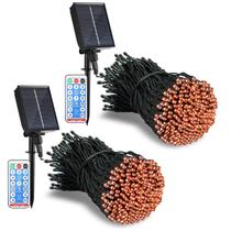 Luzes solares de Halloween GNIXLING Orange 300LED, 105 pés, pacote com 2