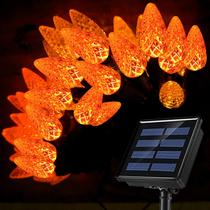 Luzes solares de Halloween HUGSVIK 21 pés 50 LED C6 laranja impermeável