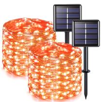 Luzes solares de Halloween JMEXSUSS 100 LED laranja, 10 m, pacote com 2