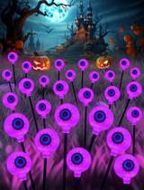 Luzes solares de Halloween KerKoor Eyeball 32 LED, pacote com 4 unidades, roxas
