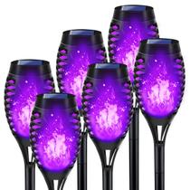 Luzes solares de Halloween LNRYY Purple Flickering Flame Waterproof