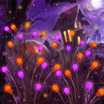 Luzes solares de Halloween OZS 48 LED roxas e laranja ao ar livre Luzes solares de Halloween OZS 48 LED roxas e laranja ao ar livre