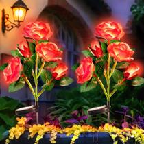 Luzes solares de jardim Anordsem 10 LED Rose Waterproof, pacote com 2 unidades Luzes solares de jardim Anordsem 10 LED Rose Waterproof, pacote com 2 unidades