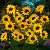 Luzes solares de jardim de girassol ILLUMINEW, pacote com 6 unidades ao ar livre