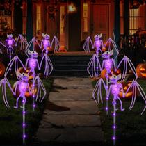 Luzes solares de jardim de Halloween BeHiller, 2 peças de morcegos roxos Luzes solares de jardim de Halloween BeHiller, 2 peças de morcegos roxos