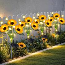 Luzes solares de jardim em formato de girassol 4 unidades à prova dágua ZFNN Luzes solares de jardim em formato de girassol 4 unidades à prova dágua ZFNN