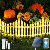 Luzes solares de jardim Hopolon, pacote com 4, 144 LED, cerca de piquete branca