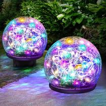 Luzes solares de jardim Keevvon, pacote com 2, 60 LED, multicoloridas, IP65