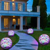 Luzes solares de jardim Keevvon, pacote com 4, 120 LED multicoloridas Luzes solares de jardim Keevvon, pacote com 4, 120 LED multicoloridas