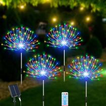 Luzes solares de jardim Slyuexu 480 LED multicoloridas, pacote com 4 Luzes solares de jardim Slyuexu 480 LED multicoloridas, pacote com 4
