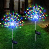 Luzes solares de jardim Slyuexu, pacote com 2, 120 LED, multicoloridas, impermeáveis