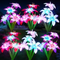 Luzes solares de jardim WDTPro 24 Blooming Lily 7 cores, pacote com 6 Luzes solares de jardim WDTPro 24 Blooming Lily 7 cores, pacote com 6