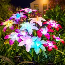 Luzes solares de jardim WDTPro, pacote com 8, 32 lírios florescentes RGB