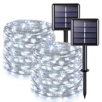 Luzes solares de Natal JMEXSUSS 100 LED brancas 33m, pacote com 2