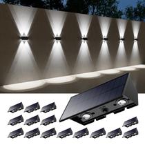 Luzes solares de parede externas Roopure, pacote com 16 LEDs para cima/para baixo, IP65