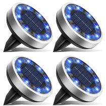 Luzes solares de solo btfarm 8 LED IP65 impermeáveis azuis, pacote com 4 Luzes solares de solo btfarm 8 LED IP65 impermeáveis azuis, pacote com 4