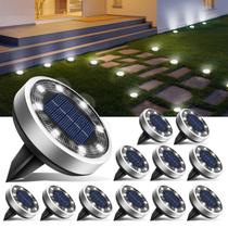 Luzes solares de solo btfarm, pacote com 12 unidades, ao ar livre, 8 LEDs, branco frio Luzes solares de solo btfarm, pacote com 12 unidades, ao ar livre, 8 LEDs, branco frio