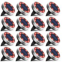 Luzes solares de solo btfarm, pacote com 16 unidades, vermelhas, IP65, impermeáveis Luzes solares de solo btfarm, pacote com 16 unidades, vermelhas, IP65, impermeáveis