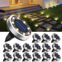Luzes solares de solo btfarm, pacote de 16, 8 LED, IP65, à prova d'água