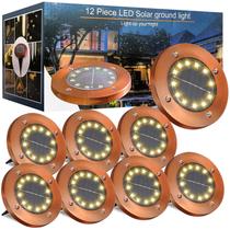 Luzes solares de solo JKIMK 12 LED à prova d'água, pacote com 8 Luzes solares de solo JKIMK 12 LED à prova d'água, pacote com 8