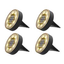 Luzes solares de solo Joomer, pacote com 4, 8 LED, à prova d'água, IP68 Luzes solares de solo Joomer, pacote com 4, 8 LED, à prova d'água, IP68