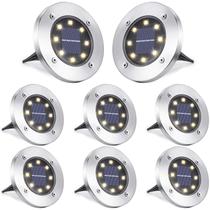 Luzes solares de solo LYHOPE, pacote com 8 LED, à prova d'água (branco quente) Luzes solares de solo LYHOPE, pacote com 8 LED, à prova d'água (branco quente)