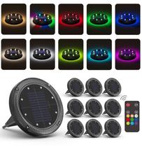 Luzes solares de solo VIODAIM que mudam de cor com controle remoto 10 unidades Luzes solares de solo VIODAIM que mudam de cor com controle remoto 10 unidades